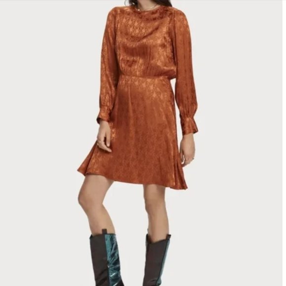 Scotch & Soda Orange 🍊 Satin Finish Dress - Robe fini satin de scotch & soda - Picture 12 of 12